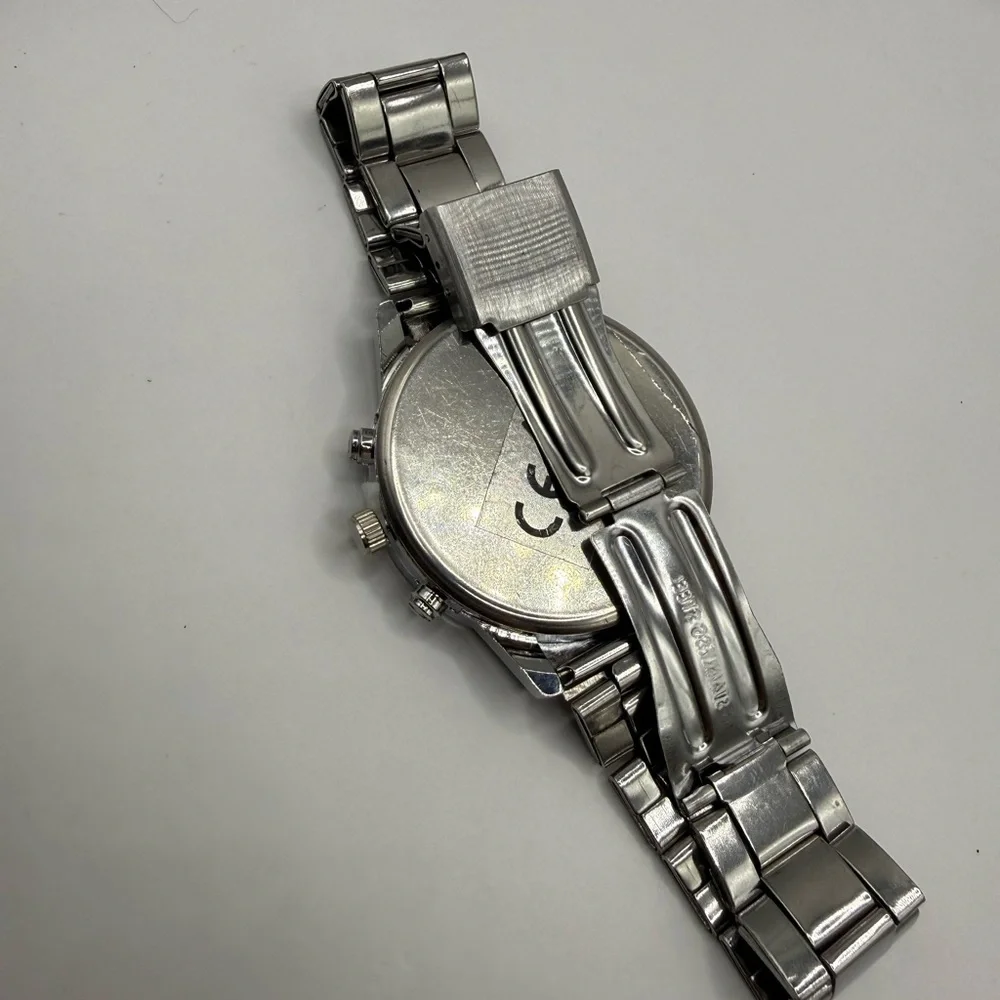 Geneva Silver Band Chronograph Dial 42mm Men's Quartz Watch (New Battery)